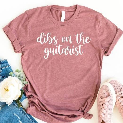 Dibs on the guitarist shirt| guitarist shirt| Im with the band shirt| Guitar tee