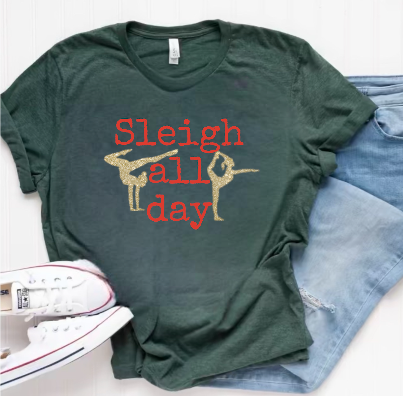 Sleigh all day Christmas Gymnast shirt| Christmas shirt for gymnast| Gymnastics Christmas