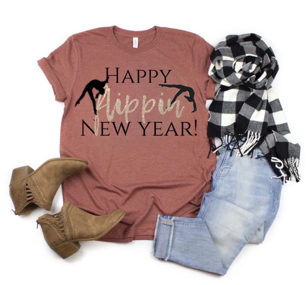 Happy Flippin New year shirt| Gymanstics New Year shirt| New Years eve gymnast shirt
