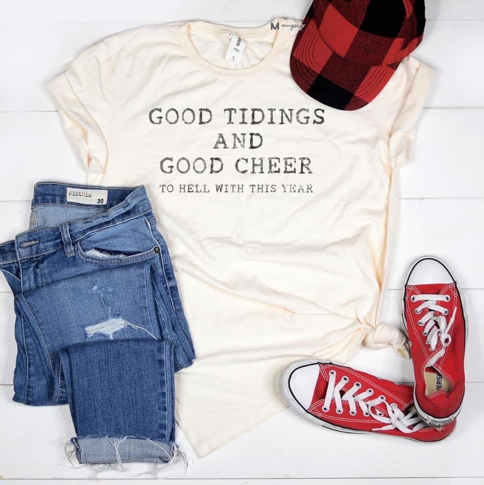 Good tidings shirt, good tidings and good riddance to 2020, christmas lover shirt, christmas shirt, funny christmas shirt, christmas music, funny graphic tee