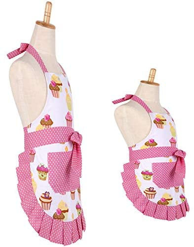 Mommy and me aprons, mom and kid cooking apron set, personalized apron, mommy and me set, cupcake apron set, matching aprons, custom aprons