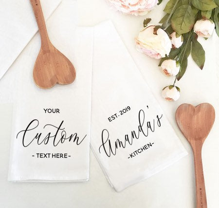 Custom tea towels, personalized new home gift, tea towels, new home owners gift, personalized tea towel, monogrammed tea towel
