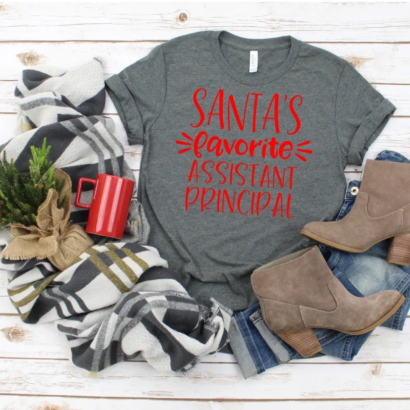 Santas favorite assistant principal shirt, great assistant principal gift, gift for assistant principal, gift, gift for teacher, Christmas