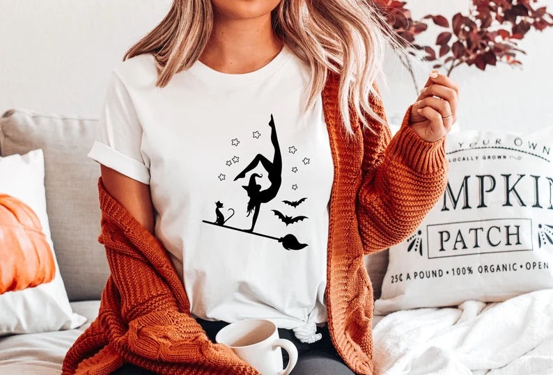 Witch on broomstick shirt| Halloween shirt| Halloween witch shirt| Halloween tee