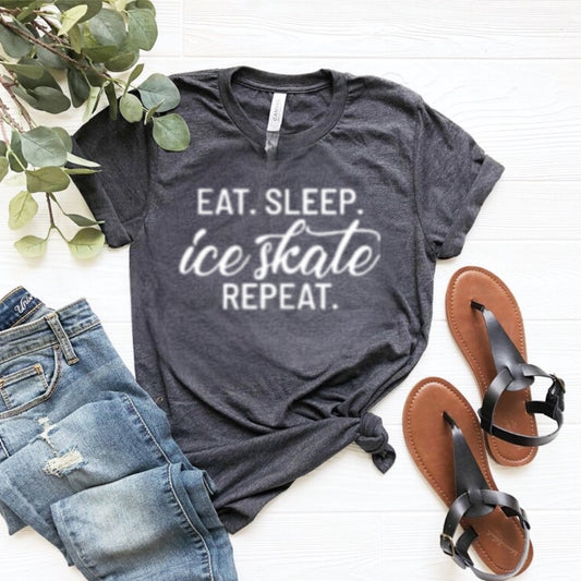 Eat sleep iceskate repeat shirt| Figure skating tee
