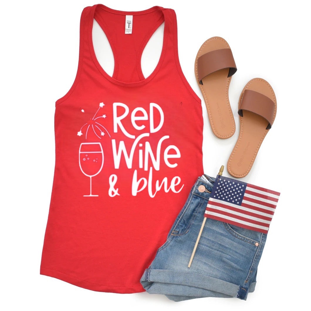 Red wine and blue tee| Wine lovers tee| July 4th shirt| Independence day shirt