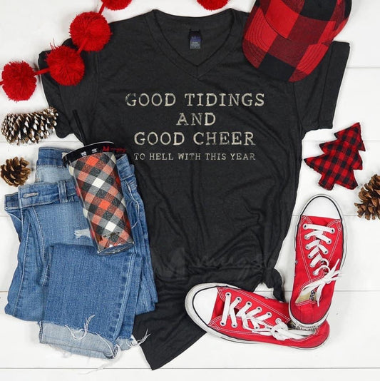 Good tidings shirt, good tidings and good riddance to 2020, christmas lover shirt, christmas shirt, funny christmas shirt, christmas music, funny graphic tee