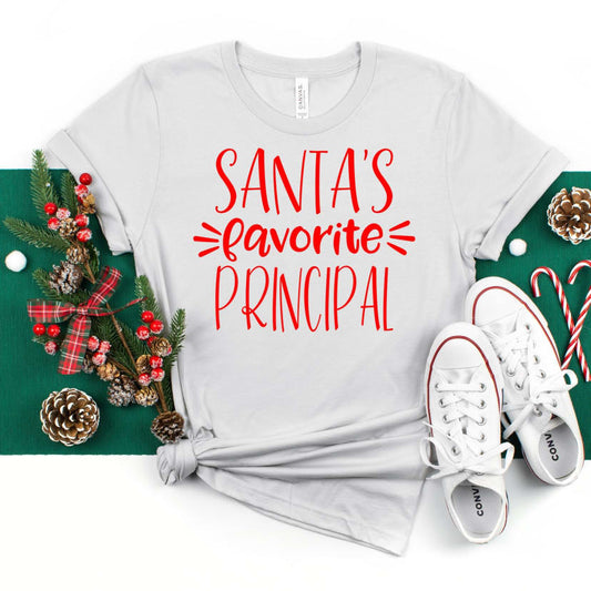 Santas favorite principal shirt, principal shirt,  best teacher gift, gift for her, gift for teacher, teachers gift, Christmas gift for principal, fun teacher gift