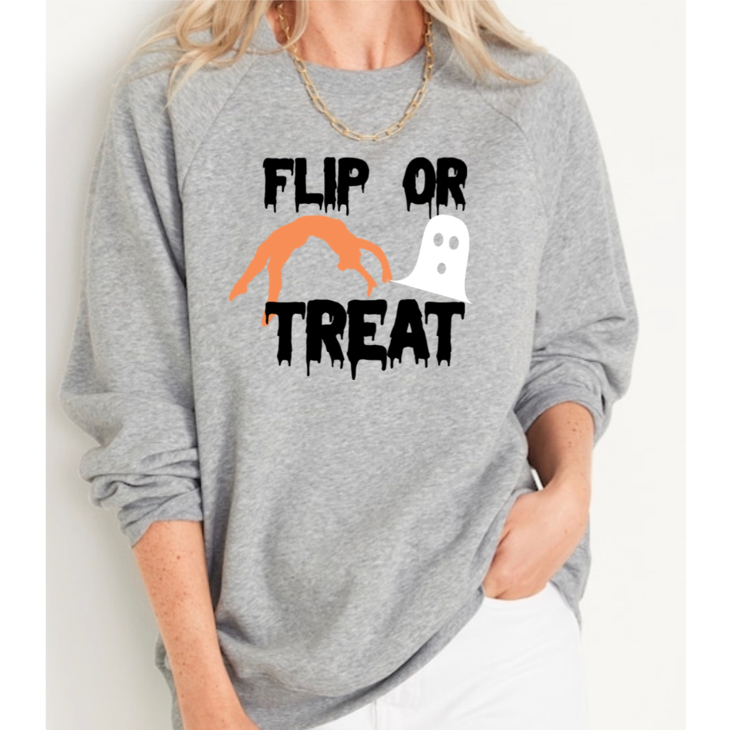Flip or treat gymnastics sweatshirt