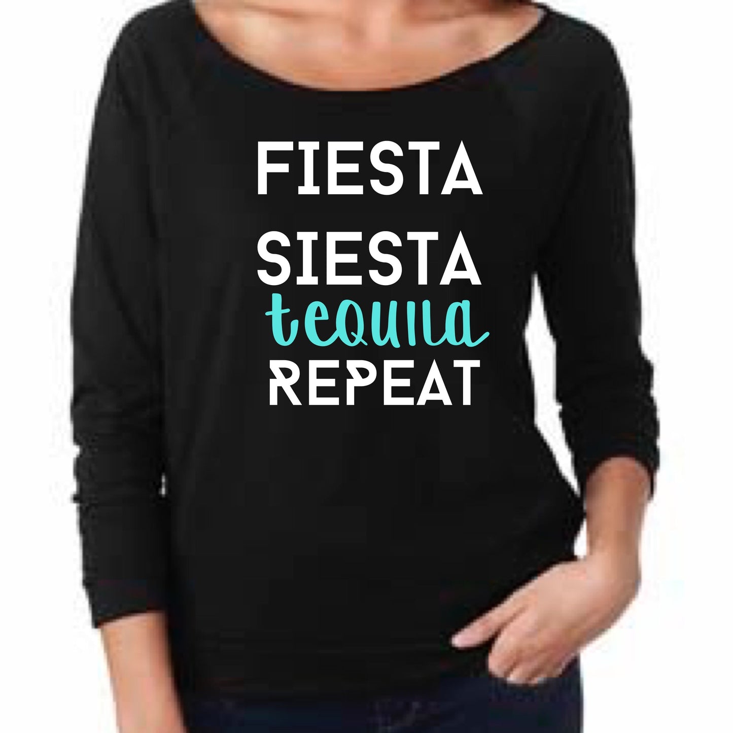 Fiesta Siesta tequila repeat Shirt| Off the shoulder Siesta shirt| Fiesta shirt| Cinco de mayo shirts| off the shoulder shirt| party shirt