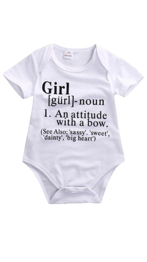 Definition of a girl baby shirt| girl romper| bow girl shirt| gender reveal shirt| baby announcement shirt| cute baby girl shirt| baby shirt