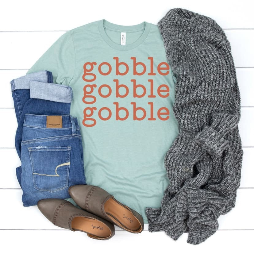 Gobble Gobble Gobble Shirt, Turkey day shirt, thanksgiving shirt, fall thankful shirt, football fall shirt, thankful thanksgiving, turkey