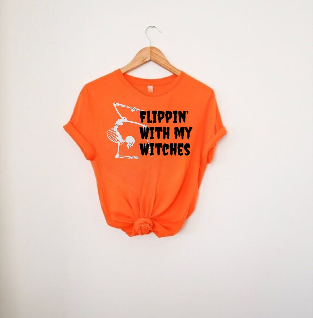 Gymnast flippin with my witches Halloween Shirt